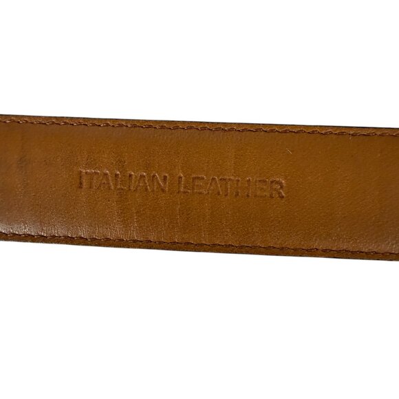Ralph Lauren men's black Italian leather adjustable waist belt gold buckle M - Picture 10 of 12